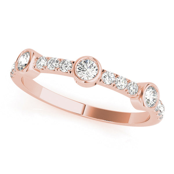 Prong-Set with Three Bezel-Set Detail Wedding Ring - Michael E. Minden Diamond Jewelers