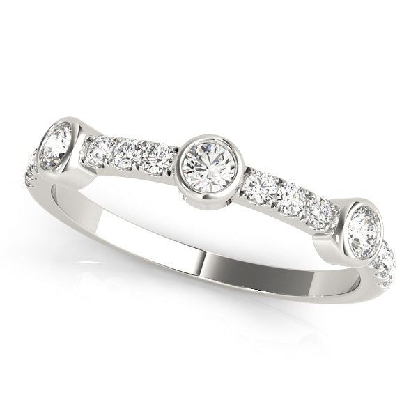 Prong-Set with Three Bezel-Set Detail Wedding Ring - Michael E. Minden Diamond Jewelers