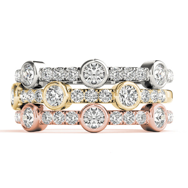 Prong-Set with Three Bezel-Set Detail Wedding Ring - Michael E. Minden Diamond Jewelers