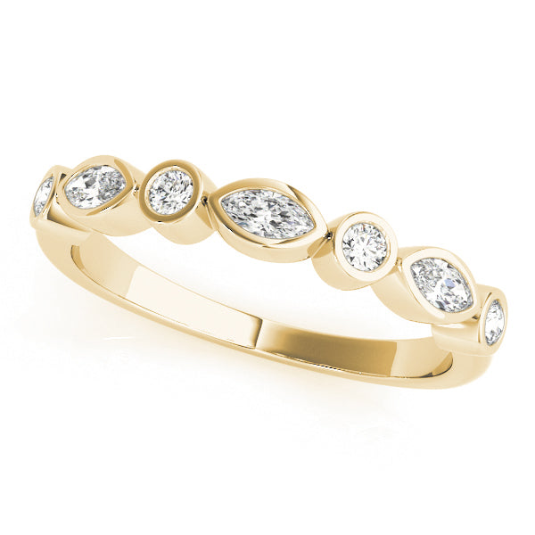 Bezel-Set Alternating Wedding Ring - Michael E. Minden Diamond Jewelers