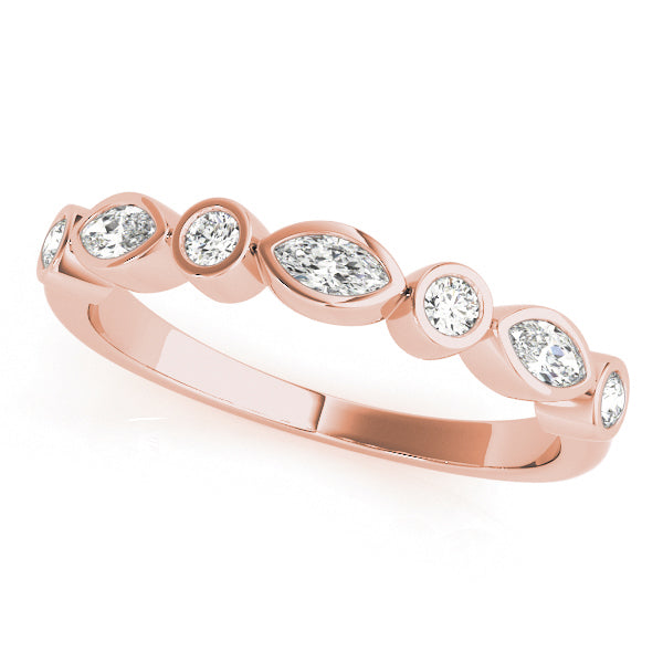 Bezel-Set Alternating Wedding Ring - Michael E. Minden Diamond Jewelers