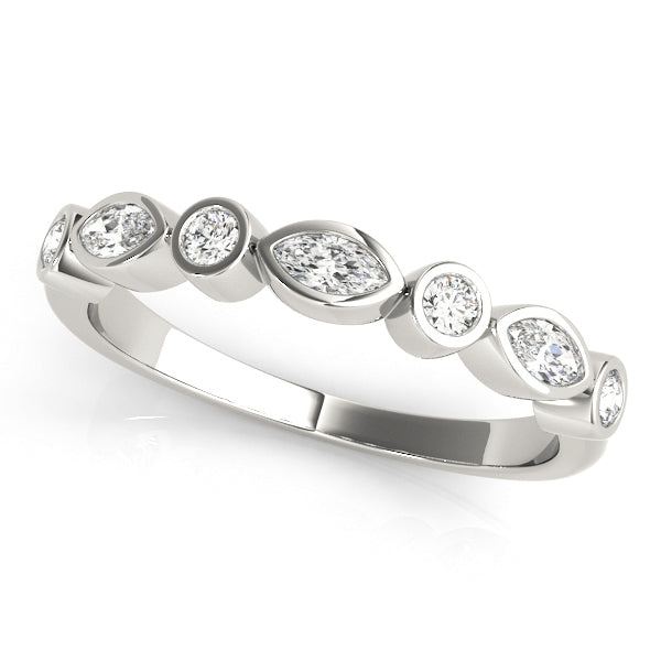 Bezel-Set Alternating Wedding Ring - Michael E. Minden Diamond Jewelers
