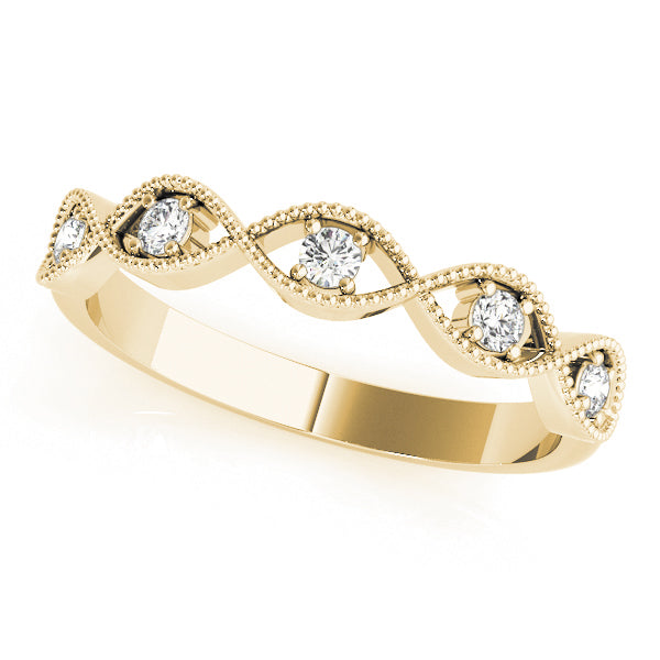 Twisted Milgrain Prong-Set Wedding Ring - Michael E. Minden Diamond Jewelers