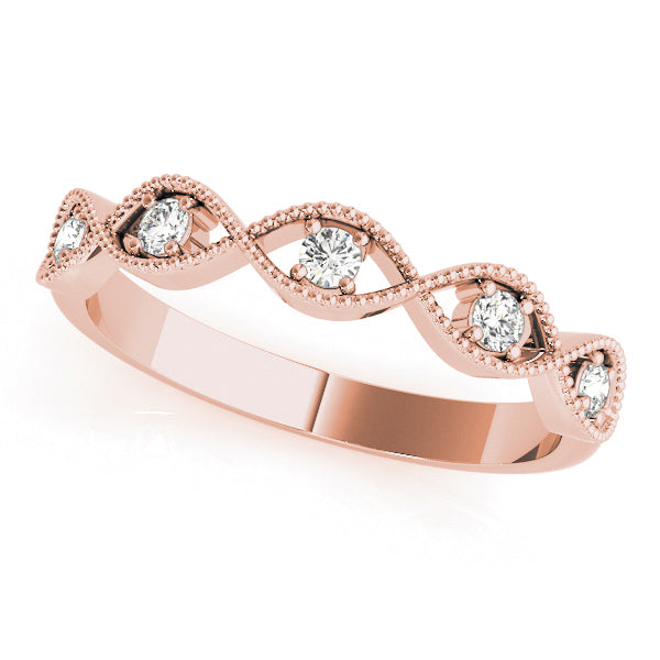 Twisted Milgrain Prong-Set Wedding Ring - Michael E. Minden Diamond Jewelers