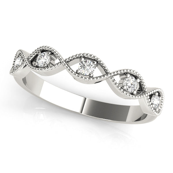 Twisted Milgrain Prong-Set Wedding Ring - Michael E. Minden Diamond Jewelers