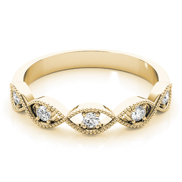 Twisted Milgrain Prong-Set Wedding Ring - Michael E. Minden Diamond Jewelers