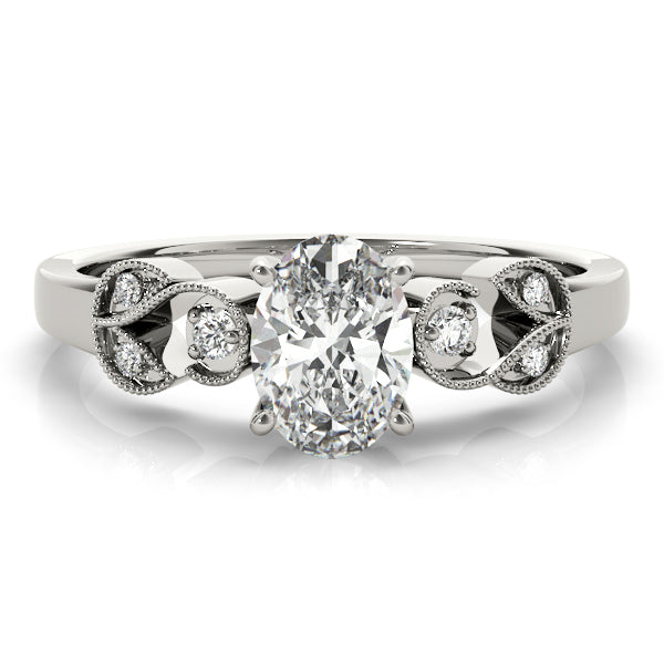 Oval Shape Milgrain Swirl Engagement Ring - Michael E. Minden Diamond Jewelers