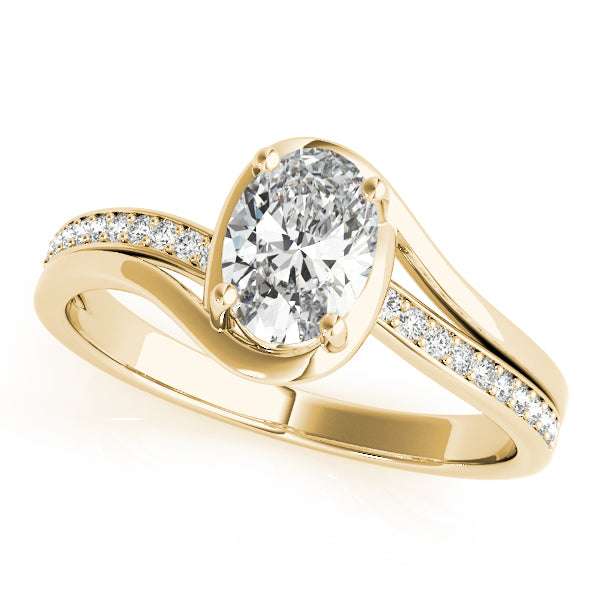 Oval Wrapped Halo with Diamond Side Accent Engagement Ring - Michael E. Minden Diamond Jewelers
