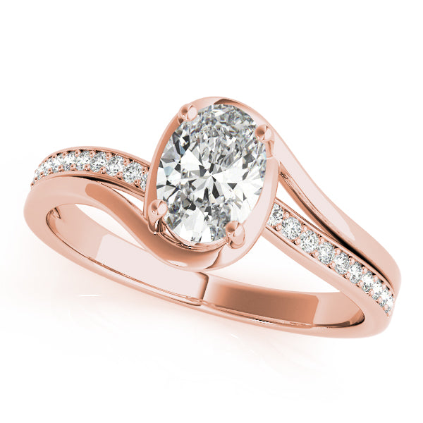 Oval Wrapped Halo with Diamond Side Accent Engagement Ring - Michael E. Minden Diamond Jewelers