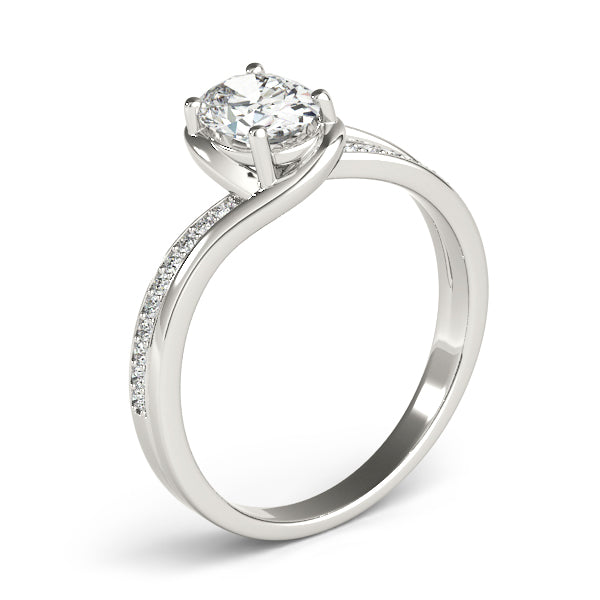 Oval Wrapped Halo with Diamond Side Accent Engagement Ring - Michael E. Minden Diamond Jewelers