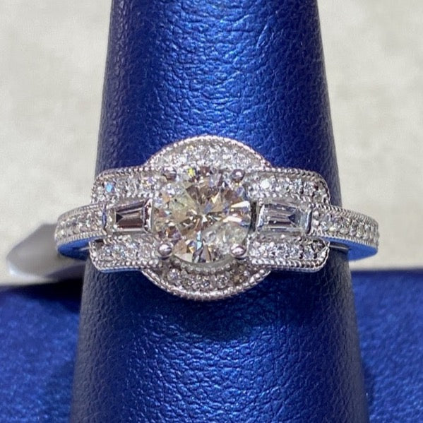 Vintage baguette hot sale engagement ring