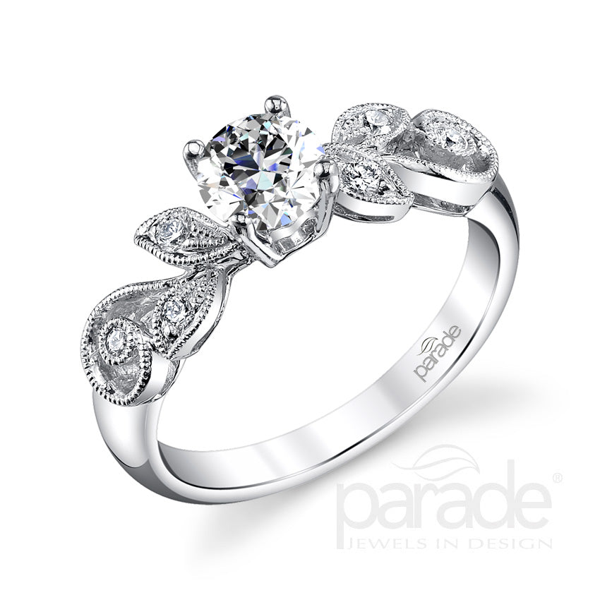 Round Cut Leaf Inspired Engagement Ring - Michael E. Minden Diamond Jewelers