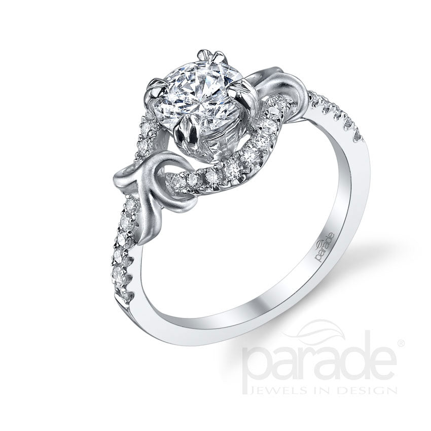 Round Cut Nature Inspired Wide Halo Engagement Ring - Michael E. Minden Diamond Jewelers