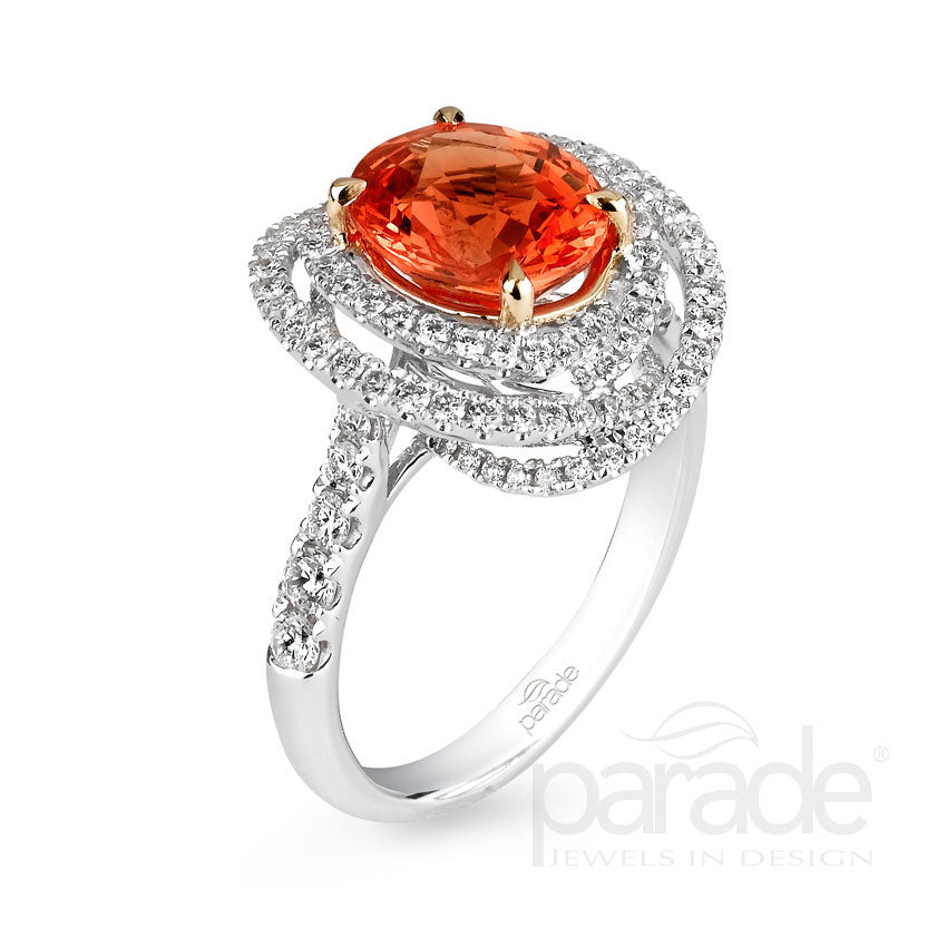 Colored Stone Overlap Double Halo Semi-Mount Engagement Ring - Michael E. Minden Diamond Jewelers