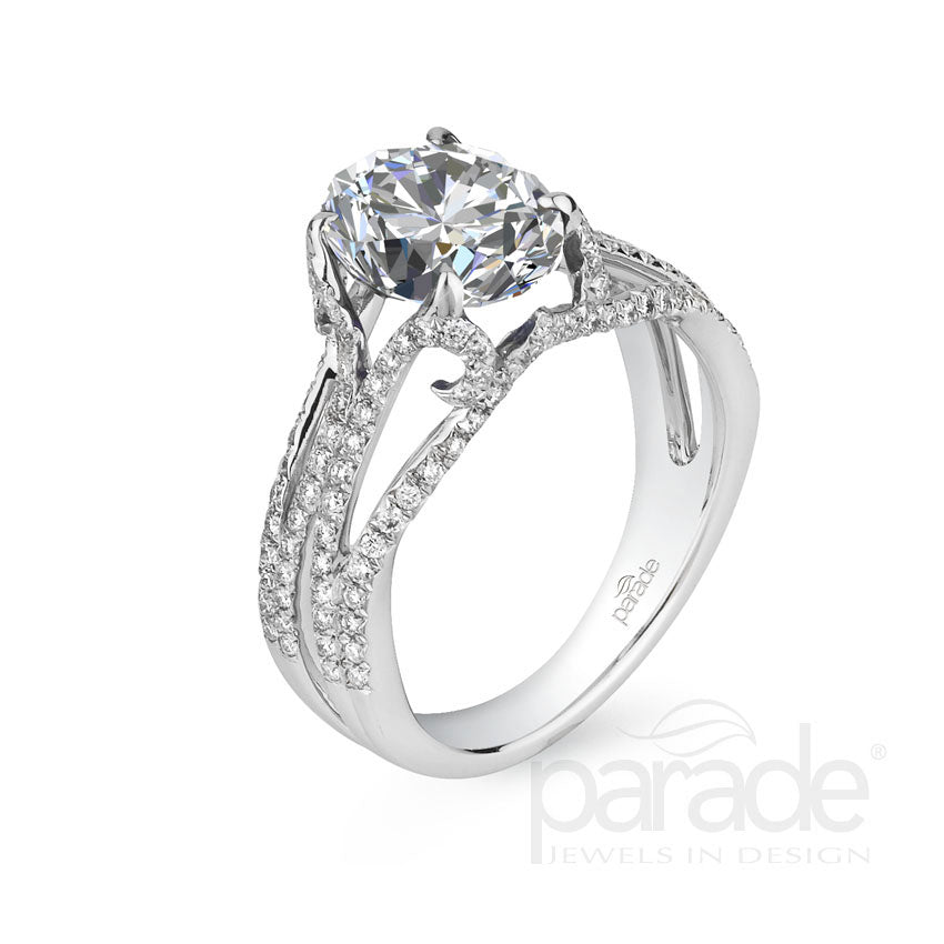 Oval Multi-Row Shank Engagement Ring - Michael E. Minden Diamond Jewelers