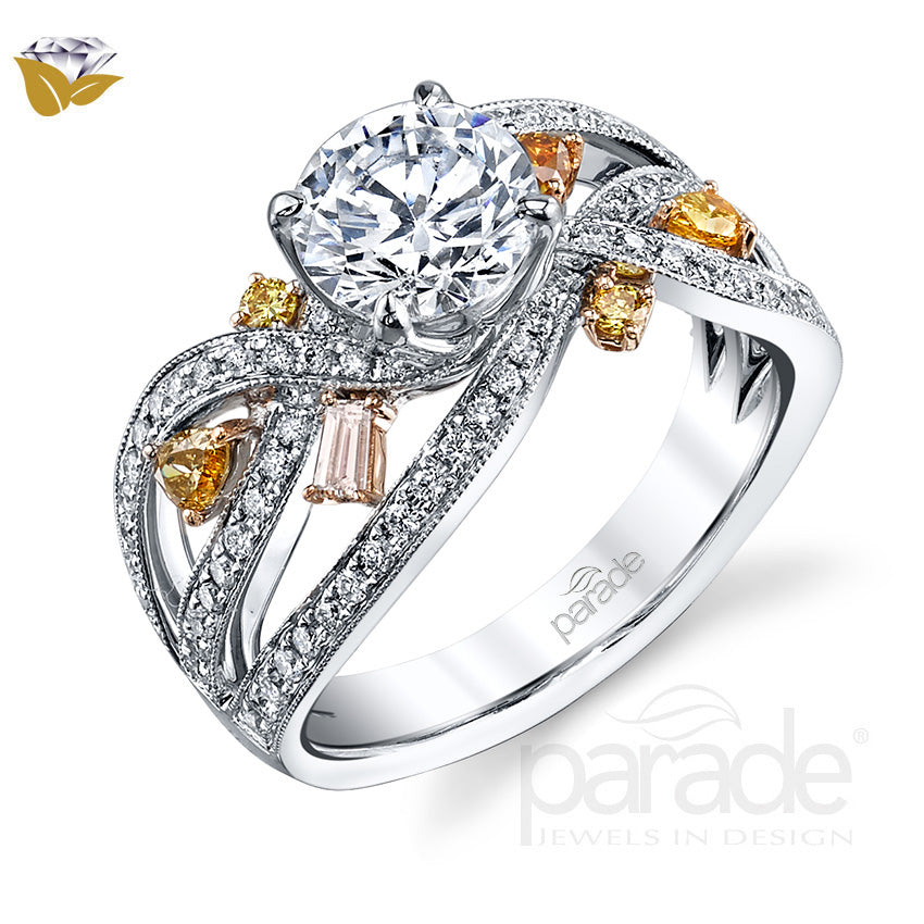 Round Multi-Row Colored Stone Accented Engagement Ring - Michael E. Minden Diamond Jewelers