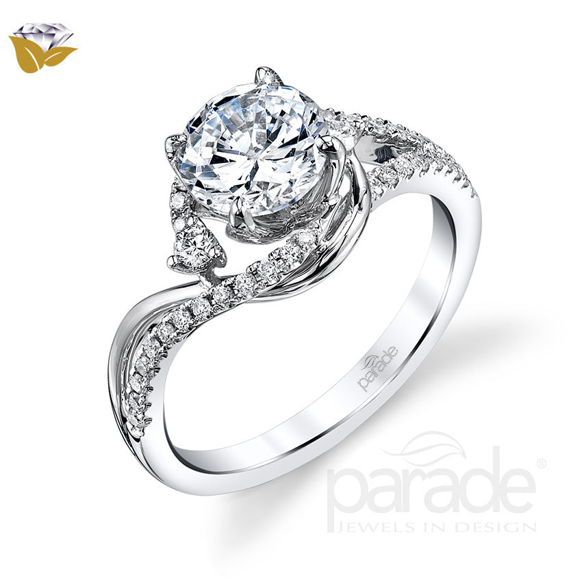 Round Cut Bypass Halo Engagement Ring - Michael E. Minden Diamond Jewelers
