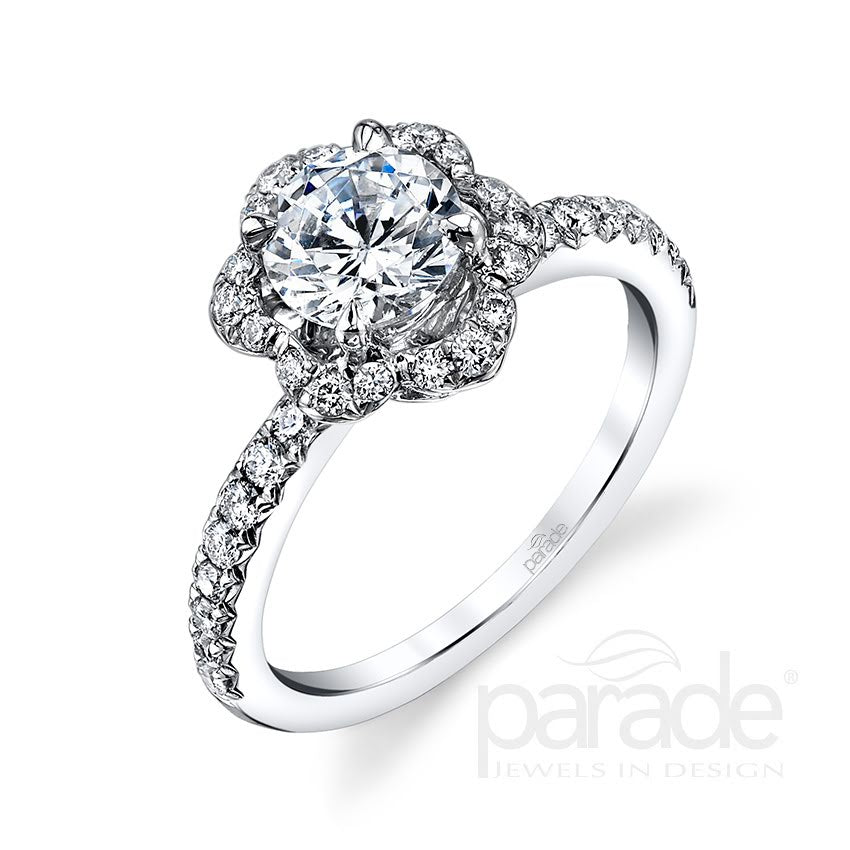 Floral Halo Engagement Ring - Michael E. Minden Diamond Jewelers