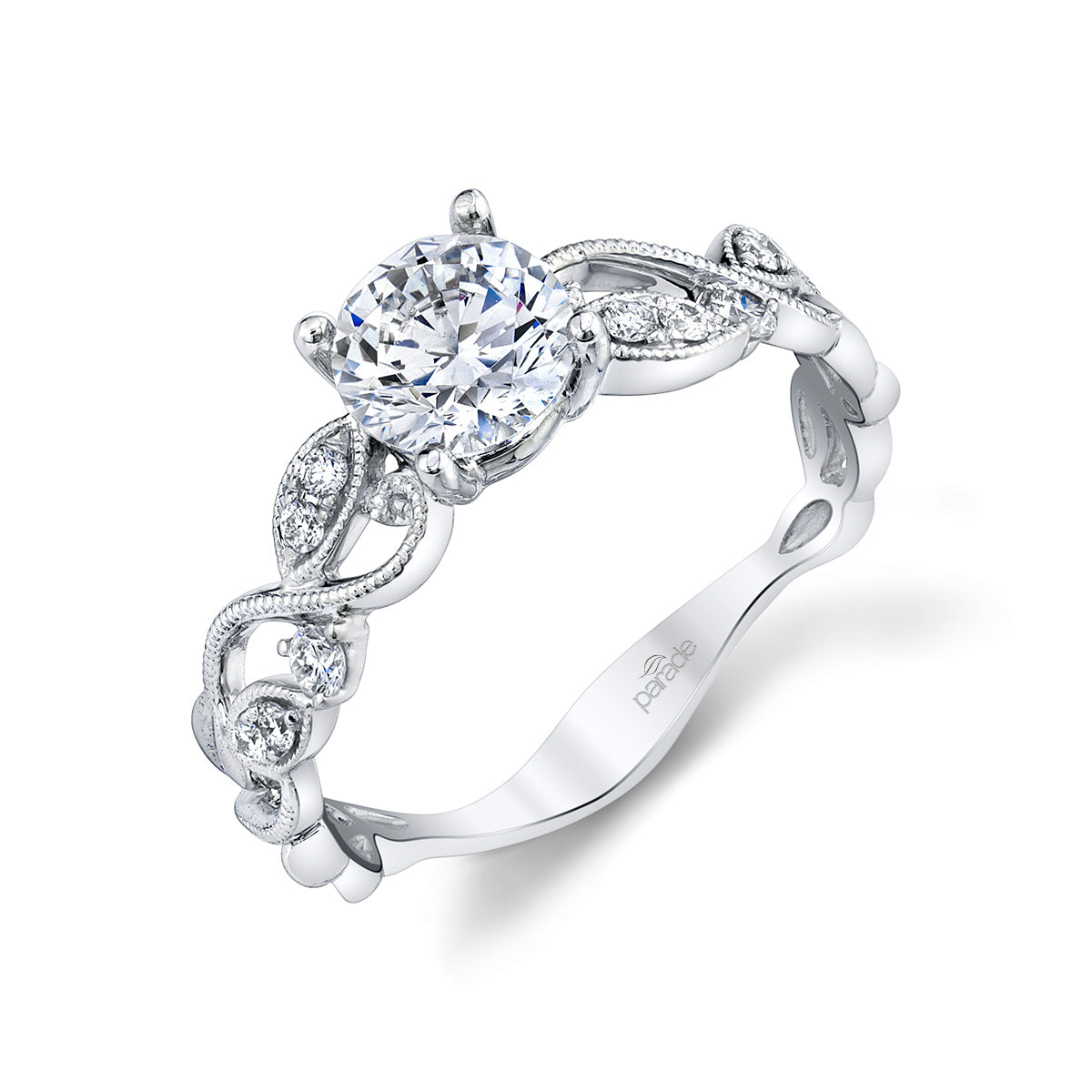 Diamond Lyria Leaves Engagement Ring - Michael E. Minden Diamond Jewelers