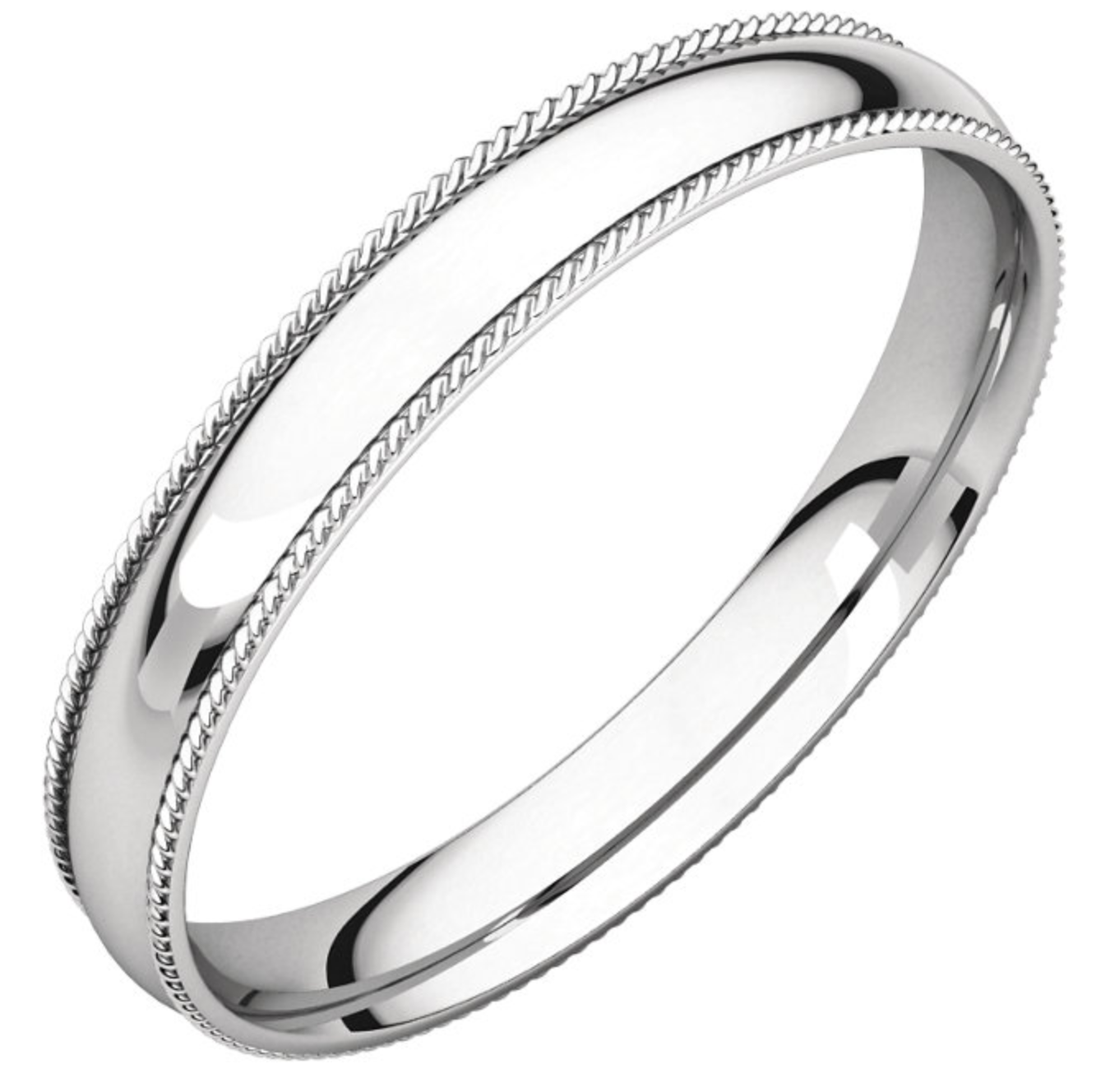 Classic Style Wedding Ring with Rope Edge Detail - Michael E. Minden Diamond Jewelers