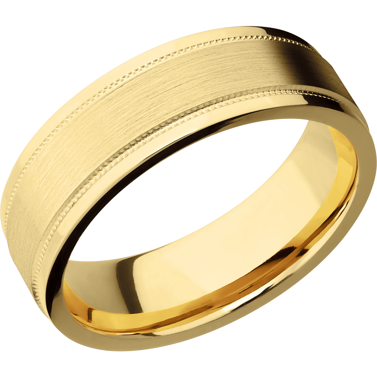 Comfort Fit Milgrain Men's Wedding Ring with Satin Inlay - Michael E. Minden Diamond Jewelers