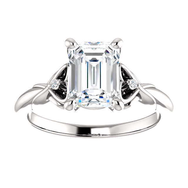 Emerald Intricate Heart Detail Engagement Ring - Michael E. Minden Diamond Jewelers