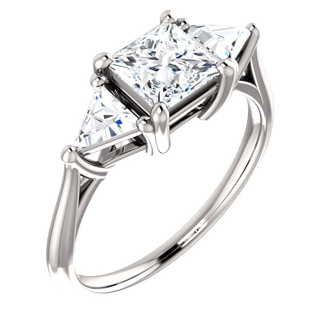 Square & Triangle Three-Stone Engagement Ring - Michael E. Minden Diamond Jewelers