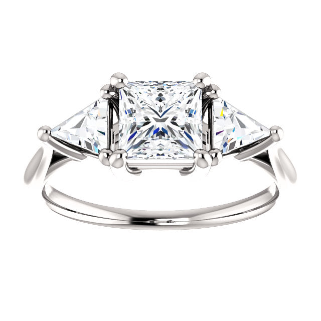 Square & Triangle Three-Stone Engagement Ring - Michael E. Minden Diamond Jewelers