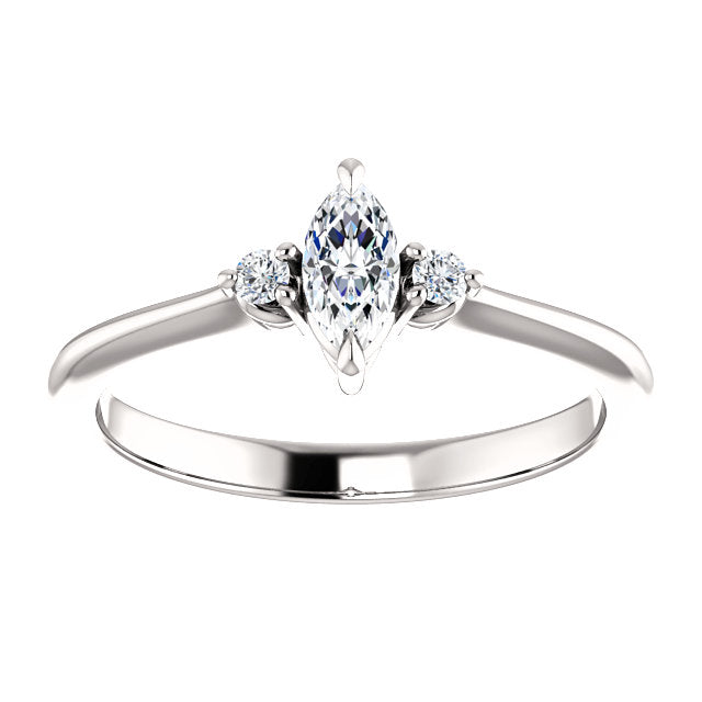 Marquise Three-Stone Engagement Ring - Michael E. Minden Diamond Jewelers