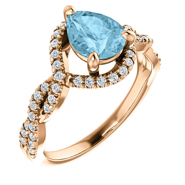 Birthstone Pear Shape Wide-Set Halo Engagement Ring - Michael E. Minden Diamond Jewelers