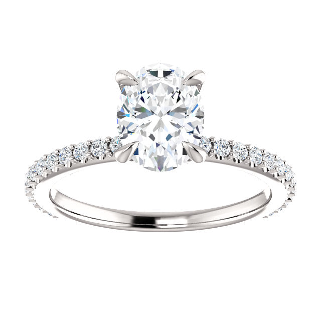 Oval Shape Set With Hidden Under Halo Engagement Ring - Michael E. Minden Diamond Jewelers