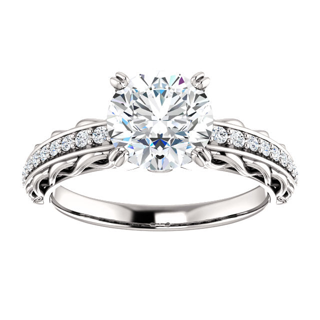 Round Twisted Diamond Detailed Engagement Ring - Michael E. Minden Diamond Jewelers
