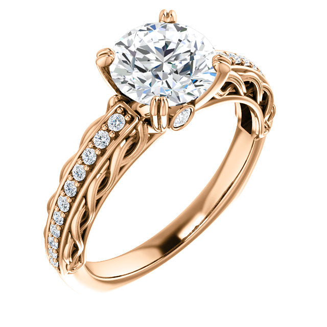 Round Twisted Diamond Detailed Engagement Ring - Michael E. Minden Diamond Jewelers