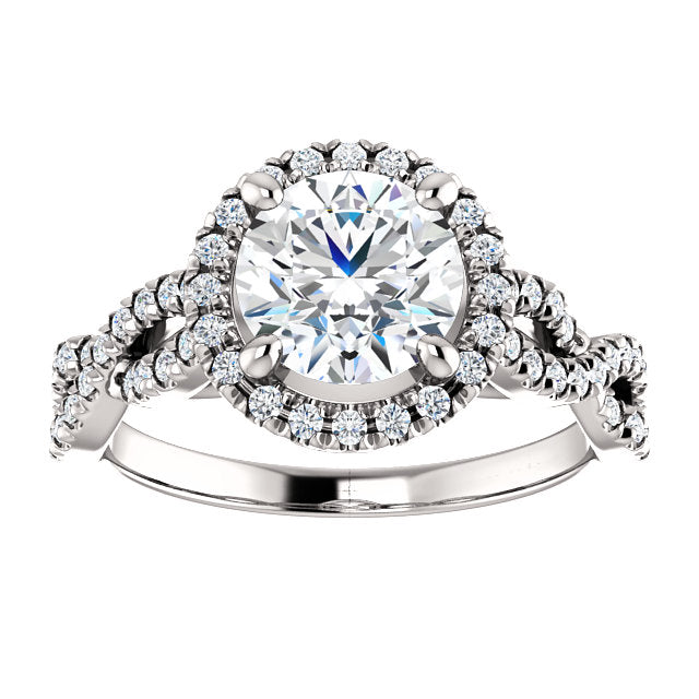 Round Halo Twisted Engagement Ring - Michael E. Minden Diamond Jewelers