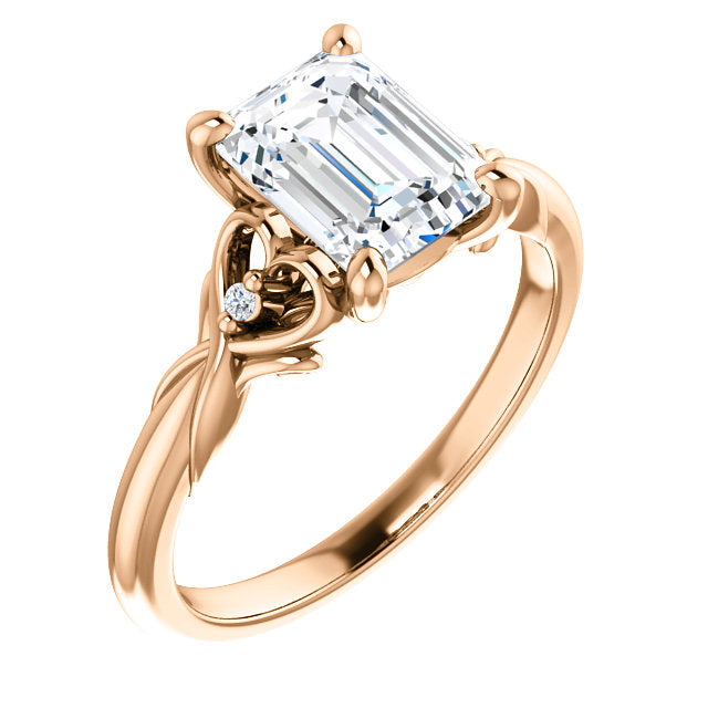 Emerald Intricate Heart Detail Engagement Ring - Michael E. Minden Diamond Jewelers