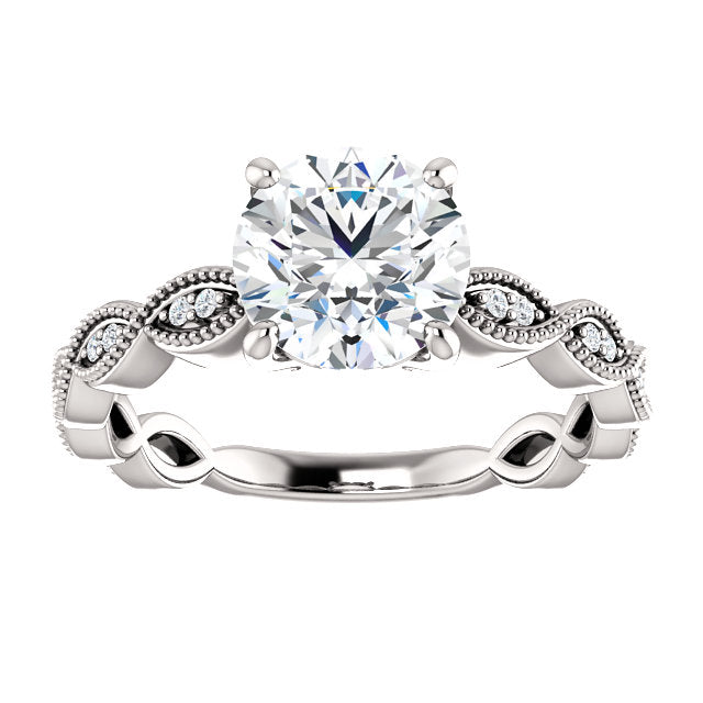 Round Twisted Texture Diamond Engagement Ring - Michael E. Minden Diamond Jewelers
