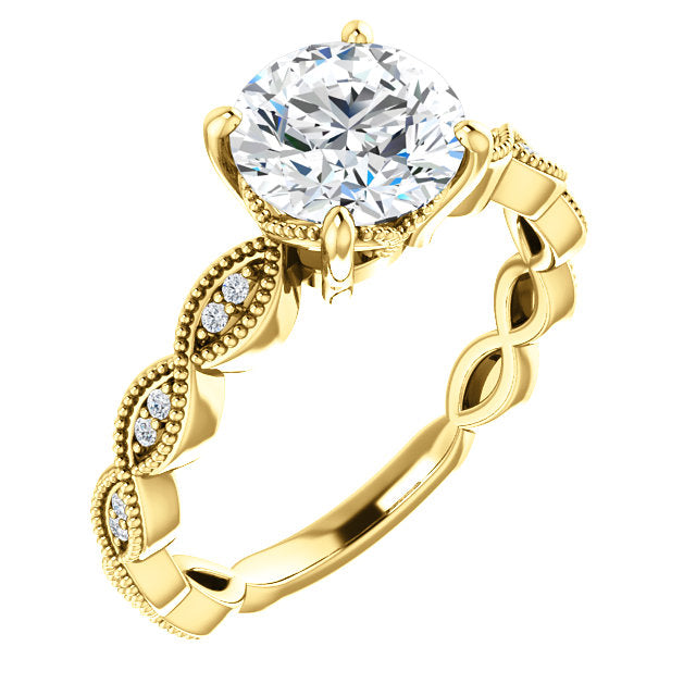 Round Twisted Texture Diamond Engagement Ring - Michael E. Minden Diamond Jewelers