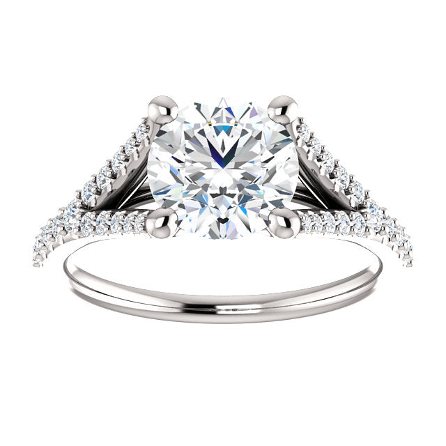 Round Cut Split Shank Engagement Ring - Michael E. Minden Diamond Jewelers
