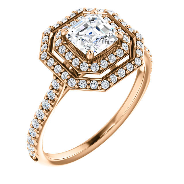 Asscher Cut Double Halo Engagement Ring - Michael E. Minden Diamond Jewelers
