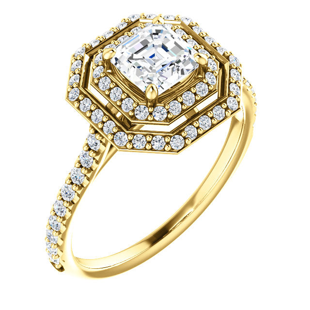 Asscher Cut Double Halo Engagement Ring - Michael E. Minden Diamond Jewelers