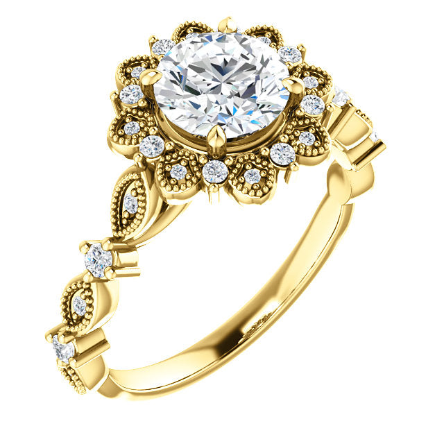 Floral Inspired Halo Engagement Ring - Michael E. Minden Diamond Jewelers