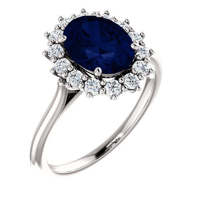 Vintage Inspired Halo Colored Stone Engagement Ring - Michael E. Minden Diamond Jewelers