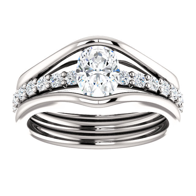 Oval Bezel Set Diamond Engagement Ring - Michael E. Minden Diamond Jewelers