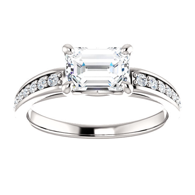 Emerald East to West Set Engagement Ring - Michael E. Minden Diamond Jewelers
