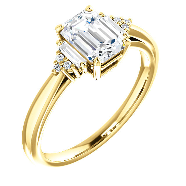 Emerald Intricate Engagement Ring - Michael E. Minden Diamond Jewelers
