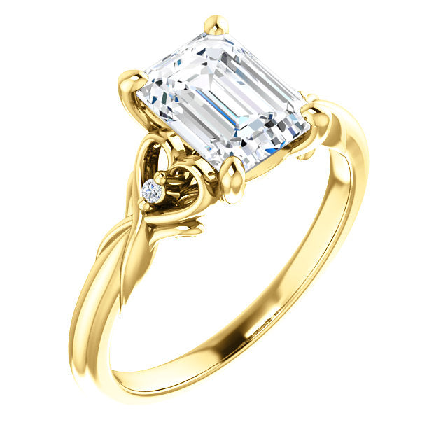 Emerald Intricate Heart Detail Engagement Ring - Michael E. Minden Diamond Jewelers