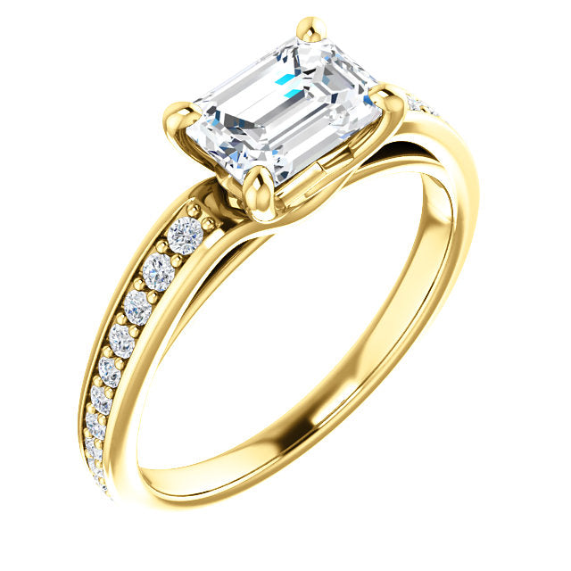 Emerald East to West Set Engagement Ring - Michael E. Minden Diamond Jewelers