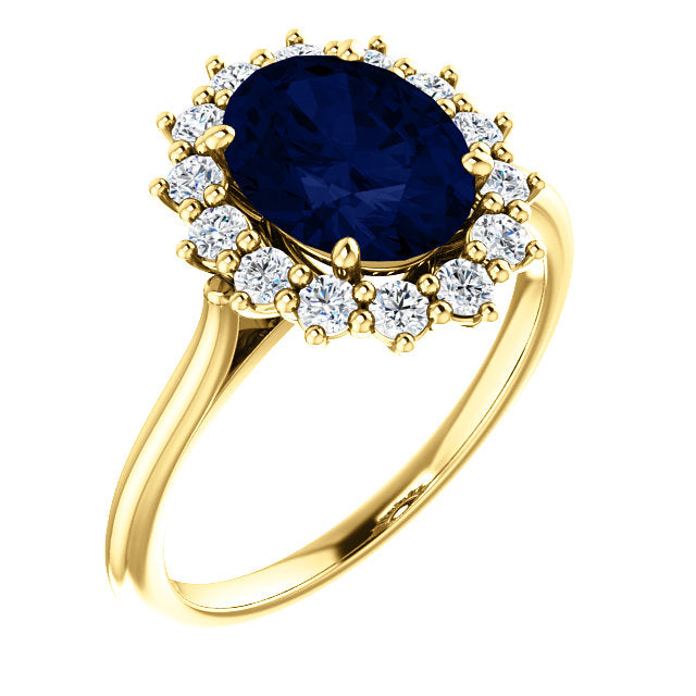 Vintage Inspired Halo Colored Stone Engagement Ring - Michael E. Minden Diamond Jewelers