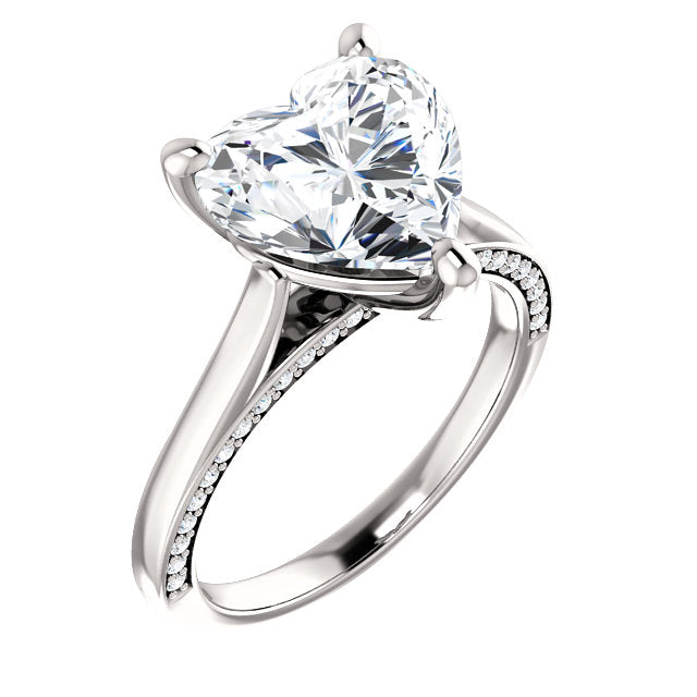 Heart Shape Diamond Detail Engagement Ring - Michael E. Minden Diamond Jewelers
