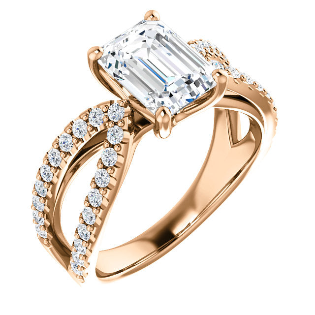 Emerald Split Semi-Mount Engagement Ring - Michael E. Minden Diamond Jewelers